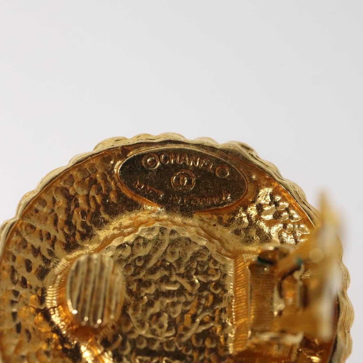 CHANEL Earring metal Gold CC Auth bs25961