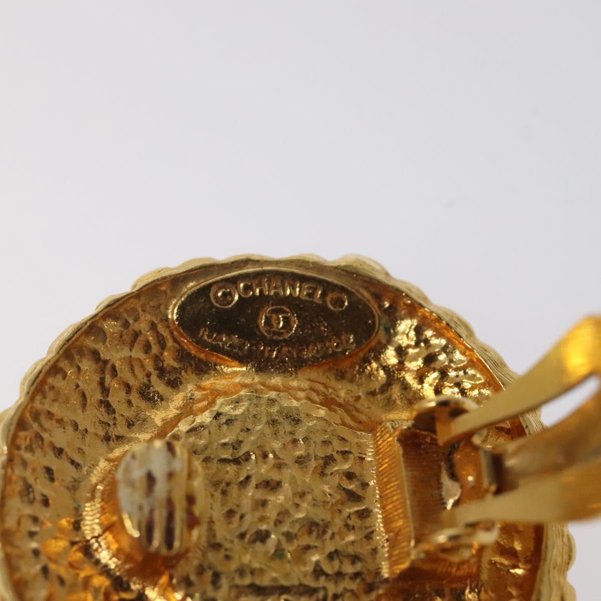 CHANEL Earring metal Gold CC Auth bs25961