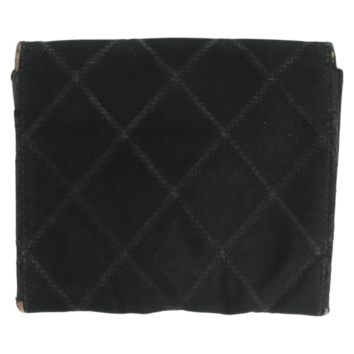 CHANEL Card Case Satin Metal 3Set Black Yellow CC Auth bs25964