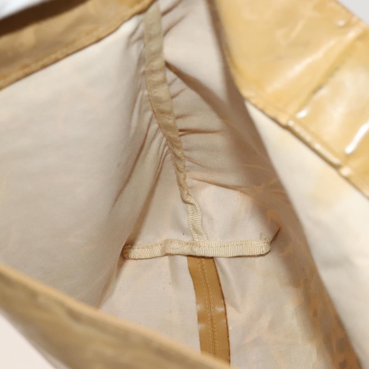 CHANEL Shoulder Bag Enamel Beige CC Auth bs25966