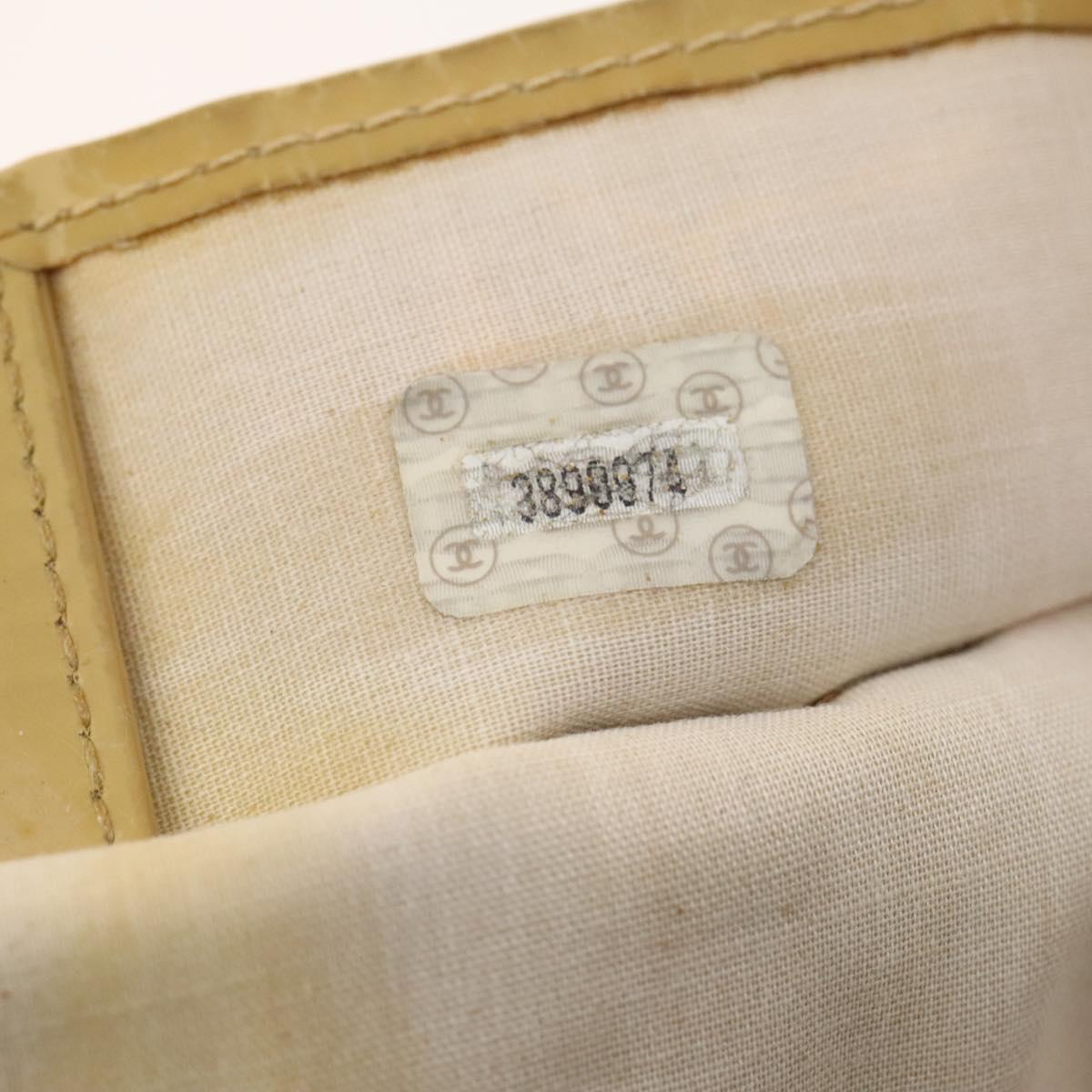 CHANEL Shoulder Bag Enamel Beige CC Auth bs25966