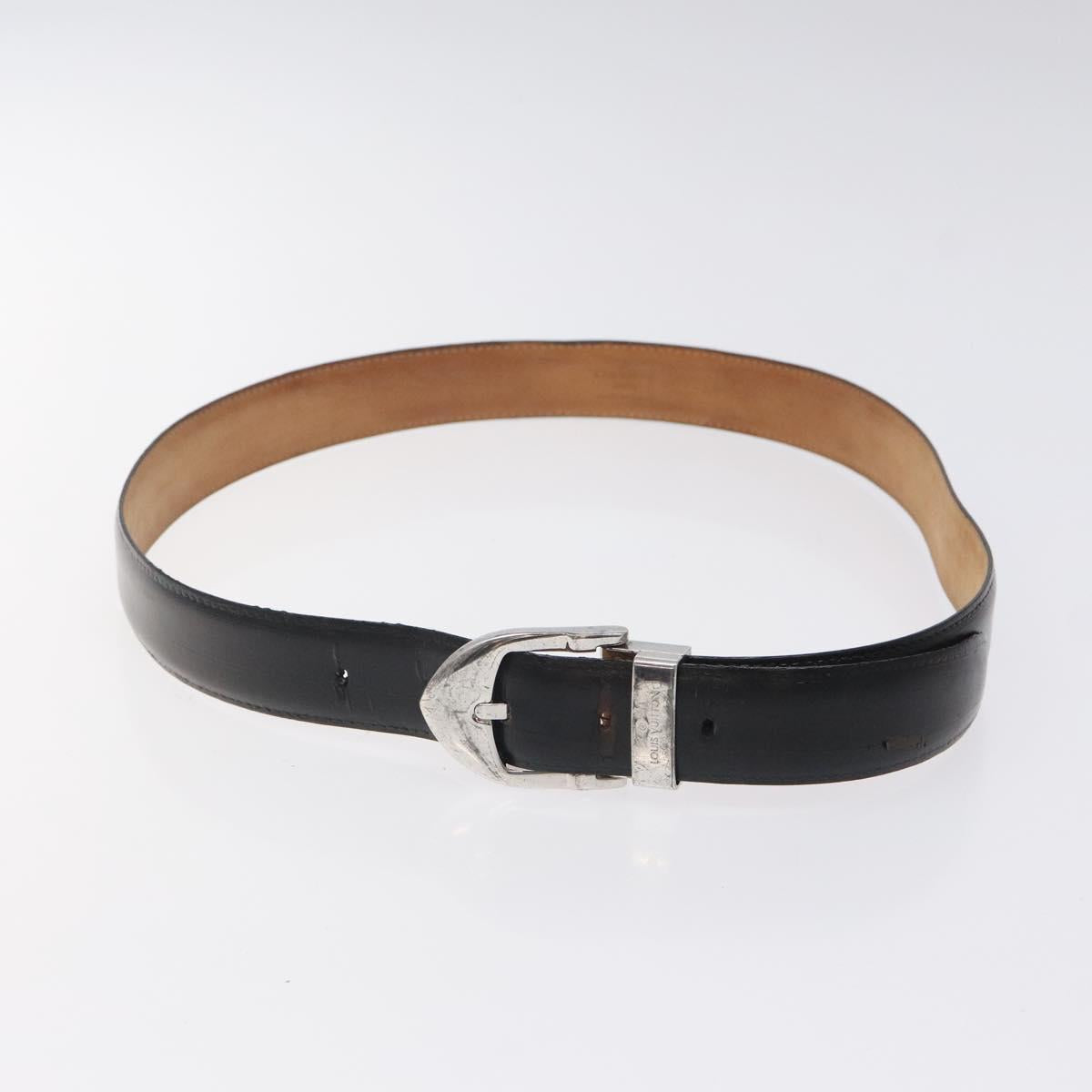 LOUIS VUITTON Belt Leather 2Set Black Brown LV Auth bs25969