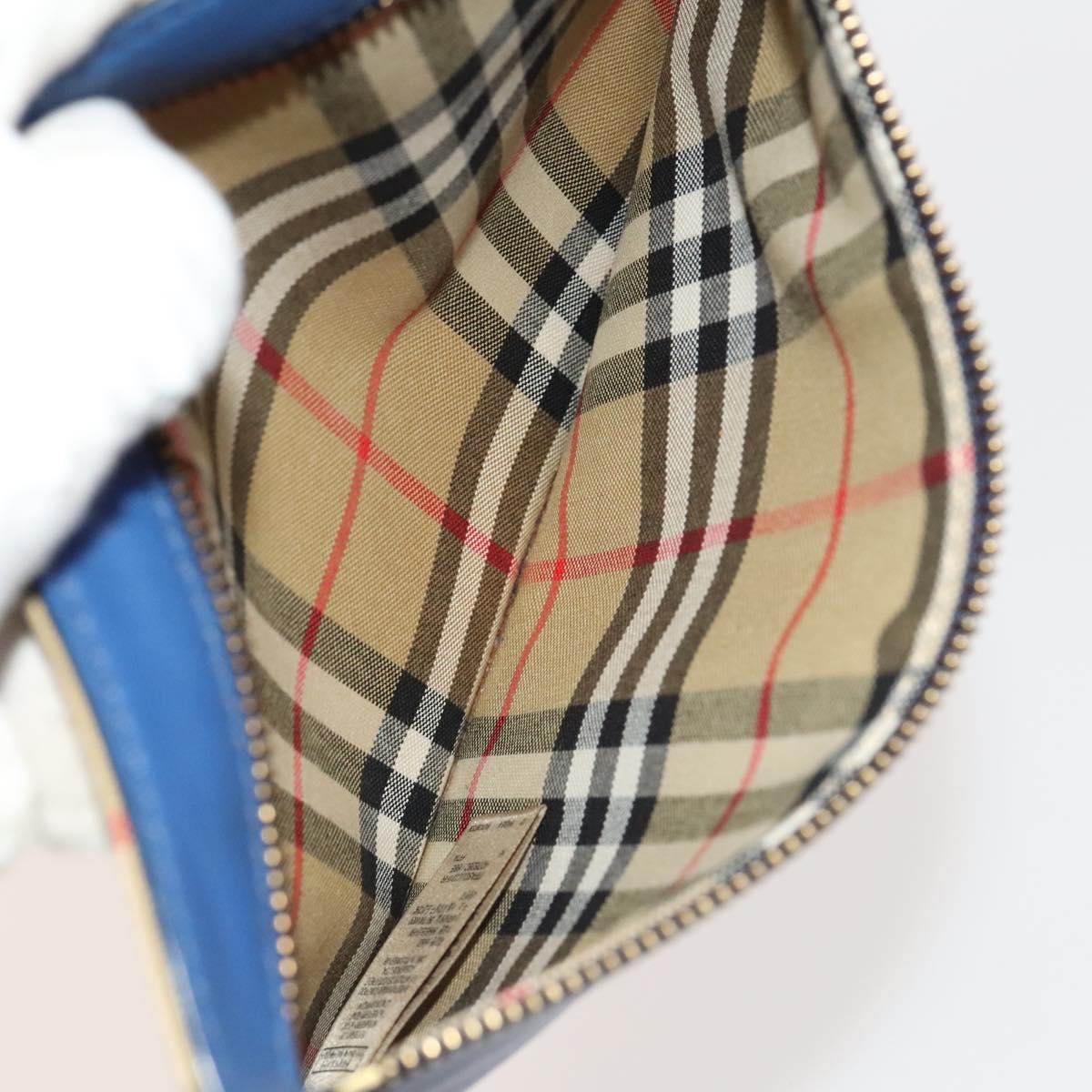 BURBERRY Nova Check Hand Bag Nylon Canvas 3Set Beige Green Auth bs25973