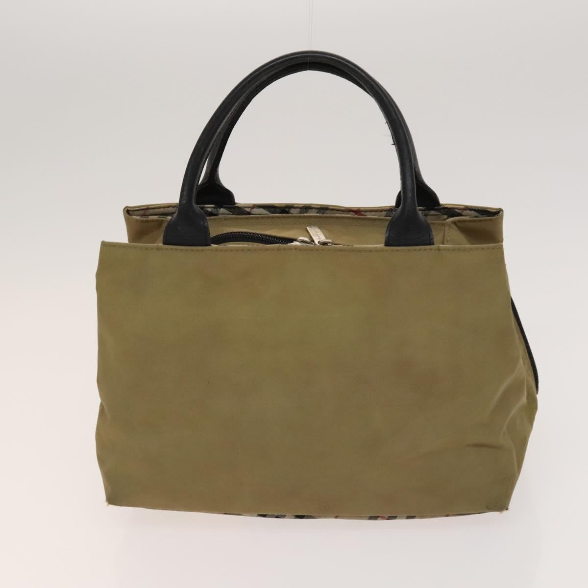 BURBERRY Nova Check Hand Bag Nylon Canvas 3Set Beige Green Auth bs25973