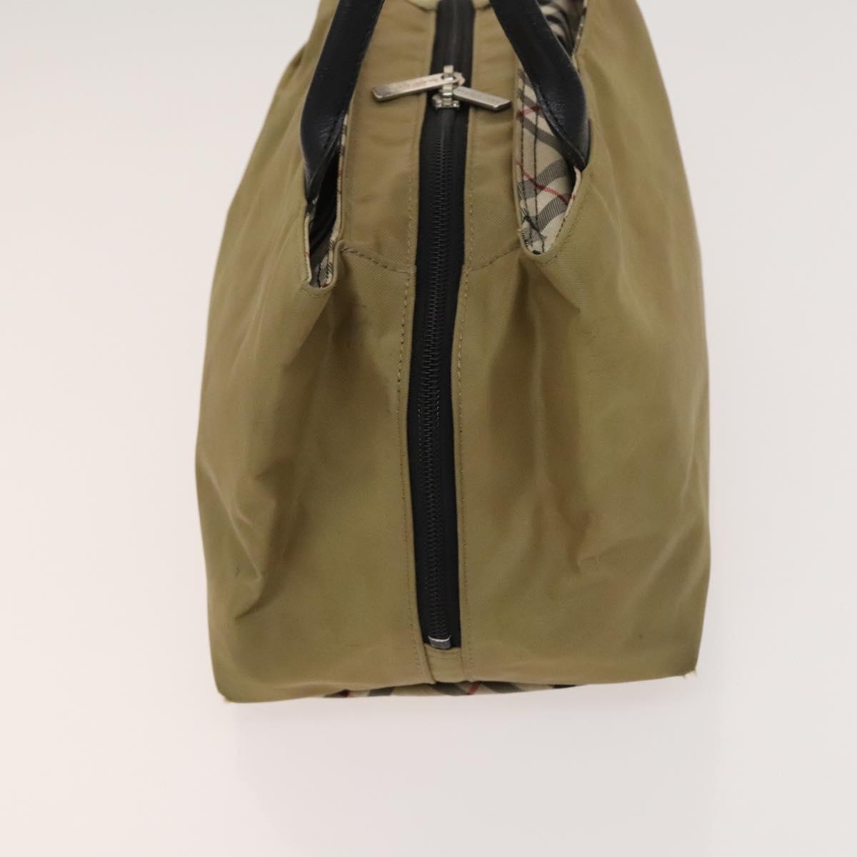 BURBERRY Nova Check Hand Bag Nylon Canvas 3Set Beige Green Auth bs25973