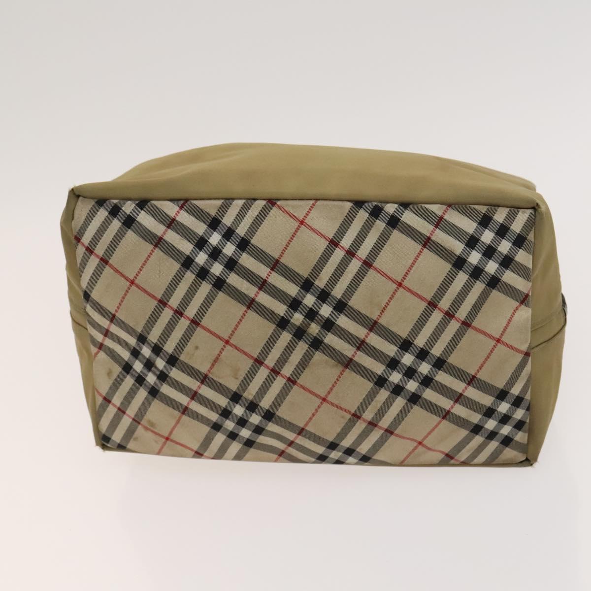 BURBERRY Nova Check Hand Bag Nylon Canvas 3Set Beige Green Auth bs25973