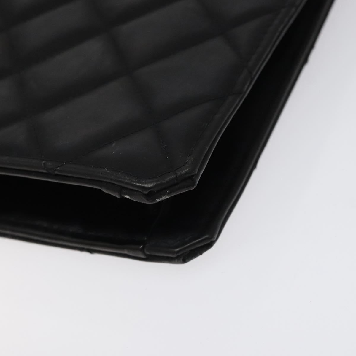 CHANEL Matelasse Chain Hand Bag Enamel Black Gold CC Auth bs25978