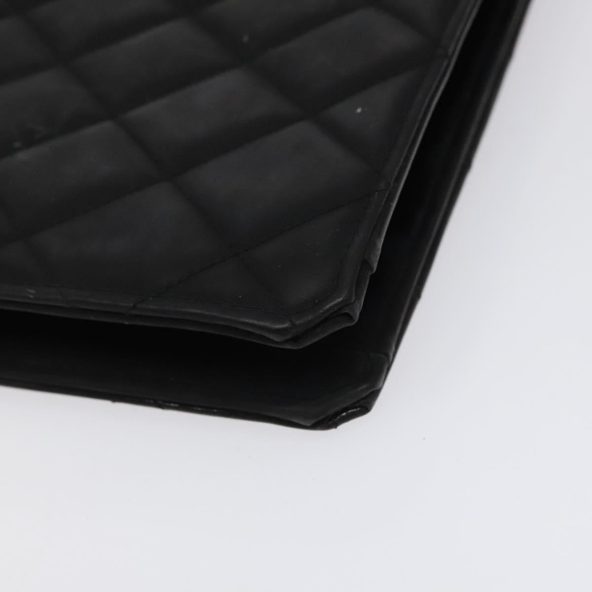 CHANEL Matelasse Chain Hand Bag Enamel Black Gold CC Auth bs25978