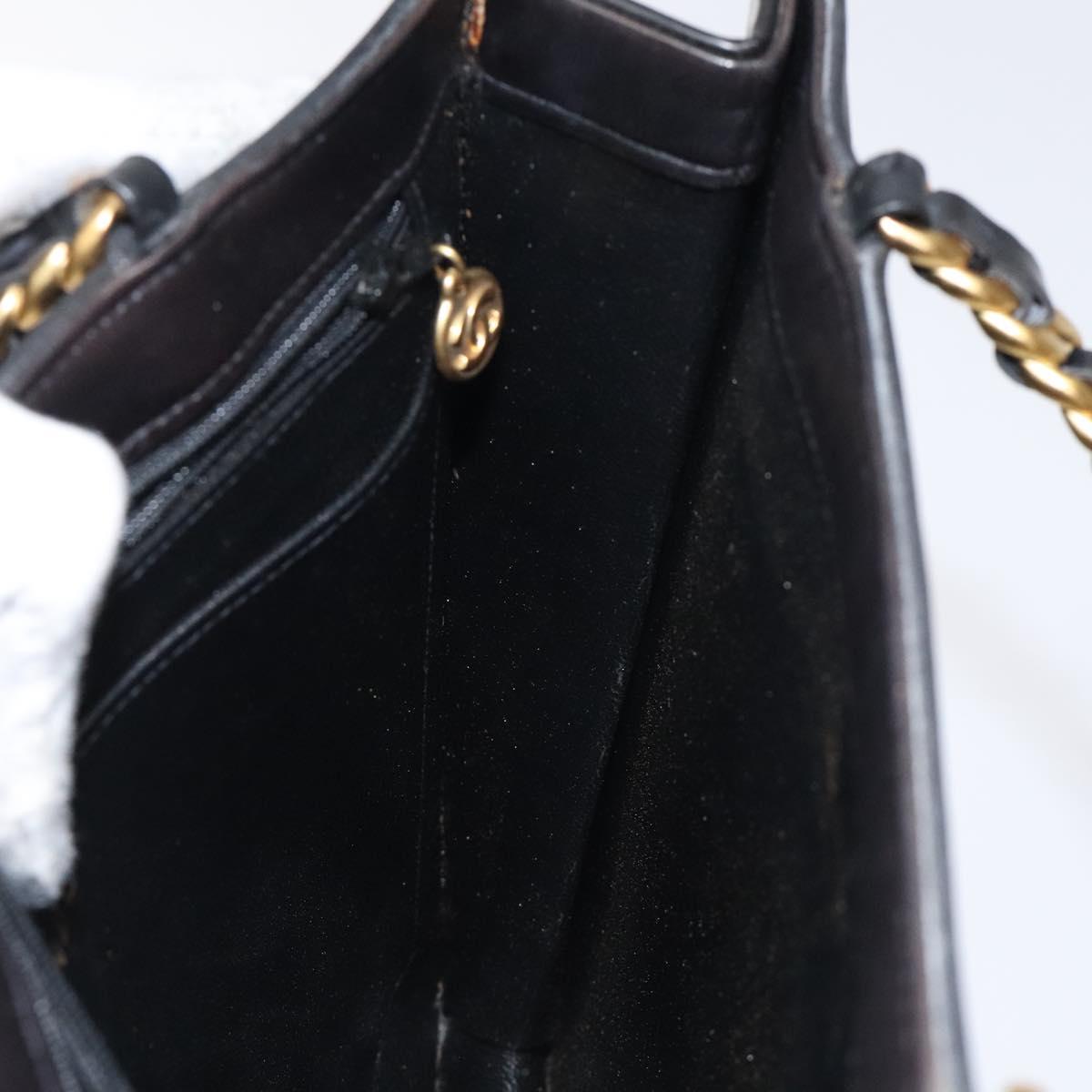 CHANEL Matelasse Chain Hand Bag Enamel Black Gold CC Auth bs25978