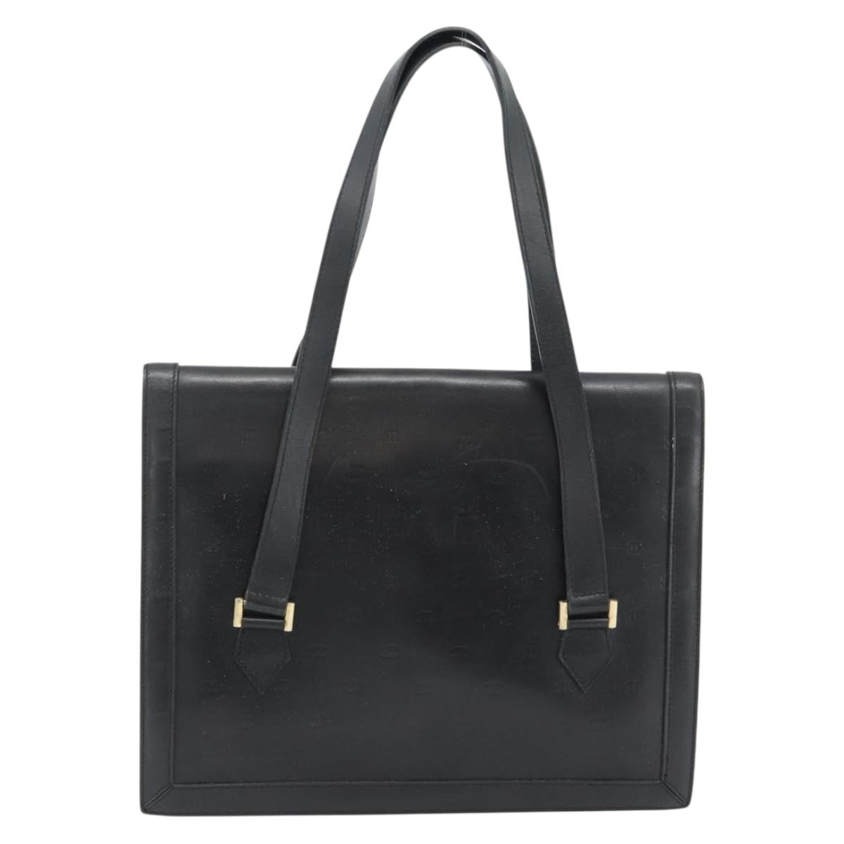 CHANEL COCO Mark Hand Bag Leather Black Gold CC Auth bs25980