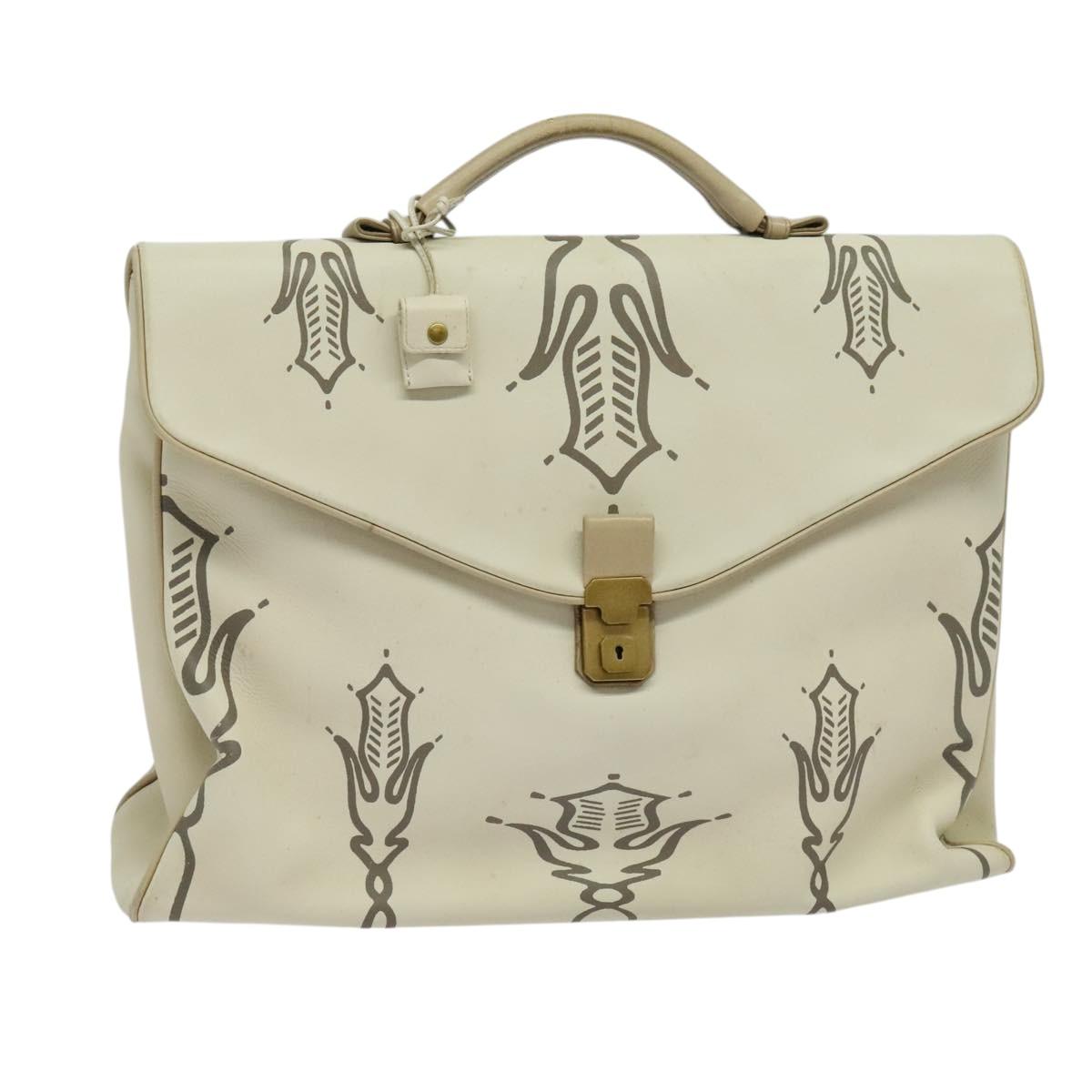 BOTTEGA VENETA Hand Bag Leather White Gold Auth bs25987