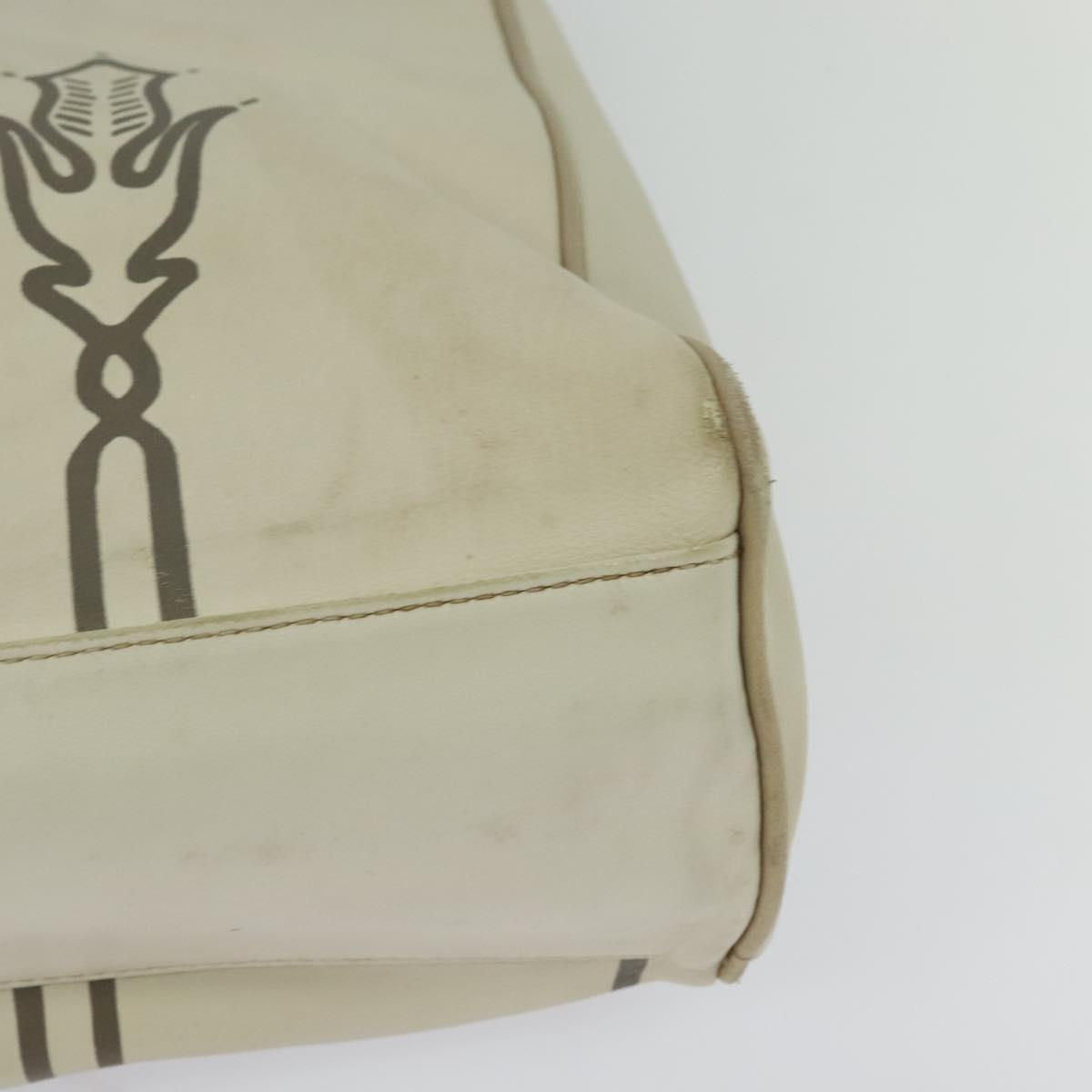 BOTTEGA VENETA Hand Bag Leather White Gold Auth bs25987