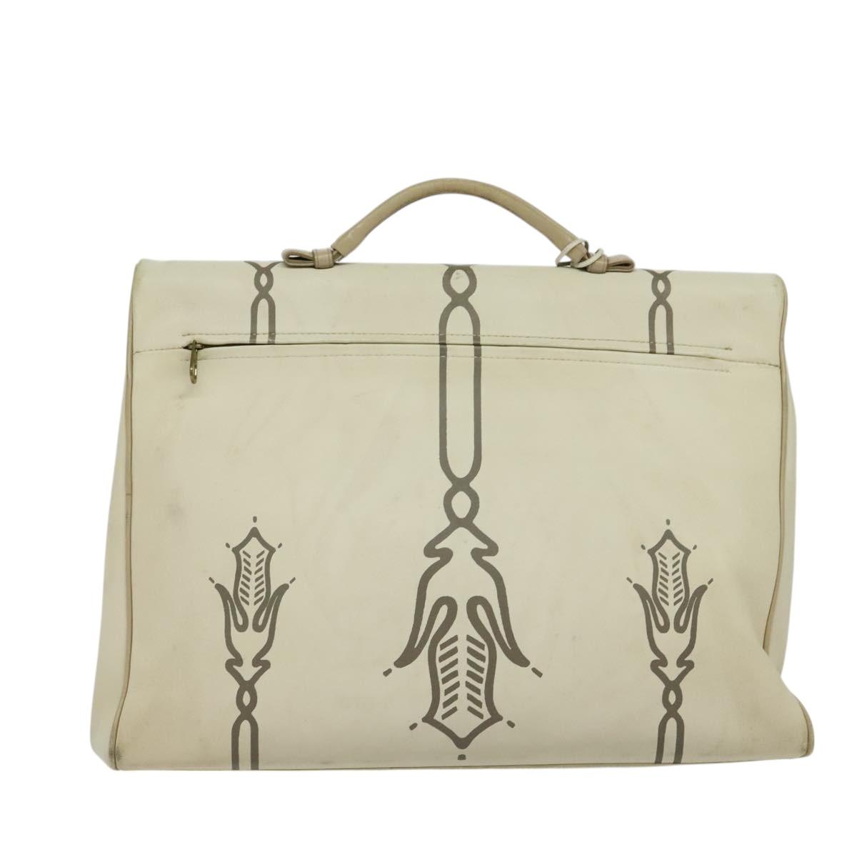 BOTTEGA VENETA Hand Bag Leather White Gold Auth bs25987