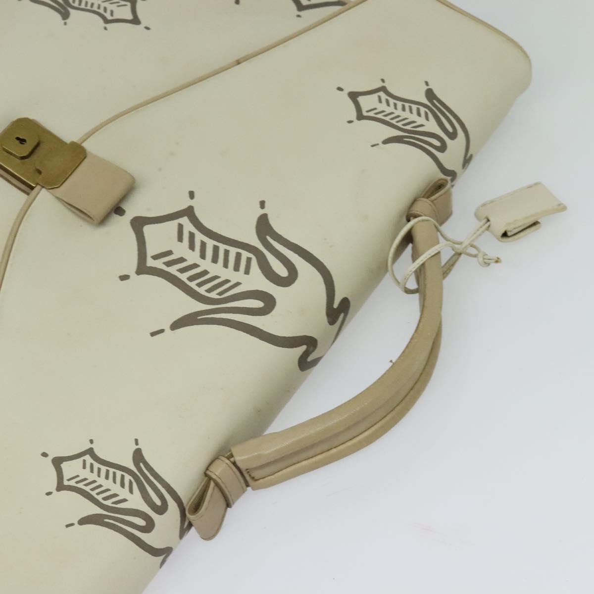 BOTTEGA VENETA Hand Bag Leather White Gold Auth bs25987