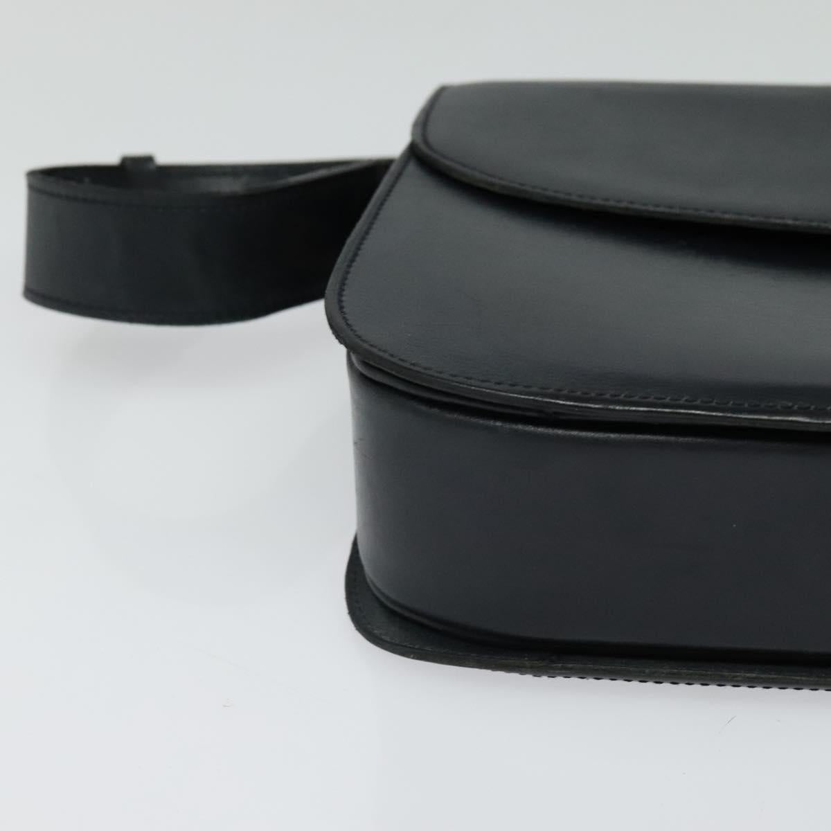 CELINE Shoulder Bag Leather Navy Gold Auth bs25995