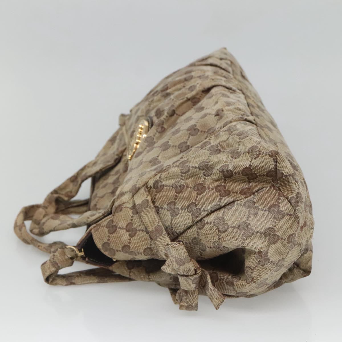 GUCCI GG Crystal Hand Bag Coated Canvas Beige Gold 197020 Auth bs25997