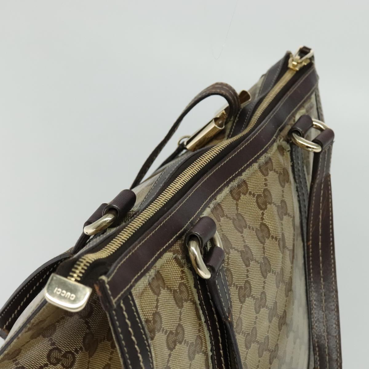 GUCCI GG Crystal Tote Bag Coated Canvas Beige Gold 181491 Auth bs25998