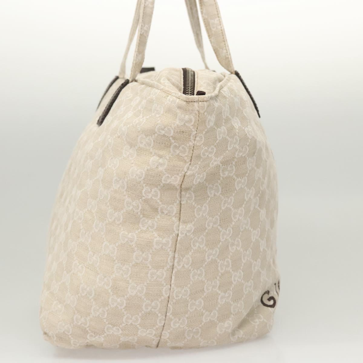 GUCCI GG Canvas Tote Bag Beige Silver 283416 Auth bs25999