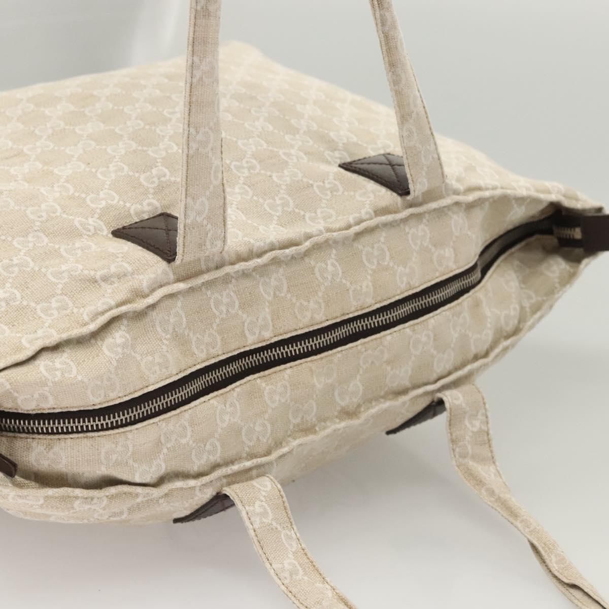 GUCCI GG Canvas Tote Bag Beige Silver 283416 Auth bs25999