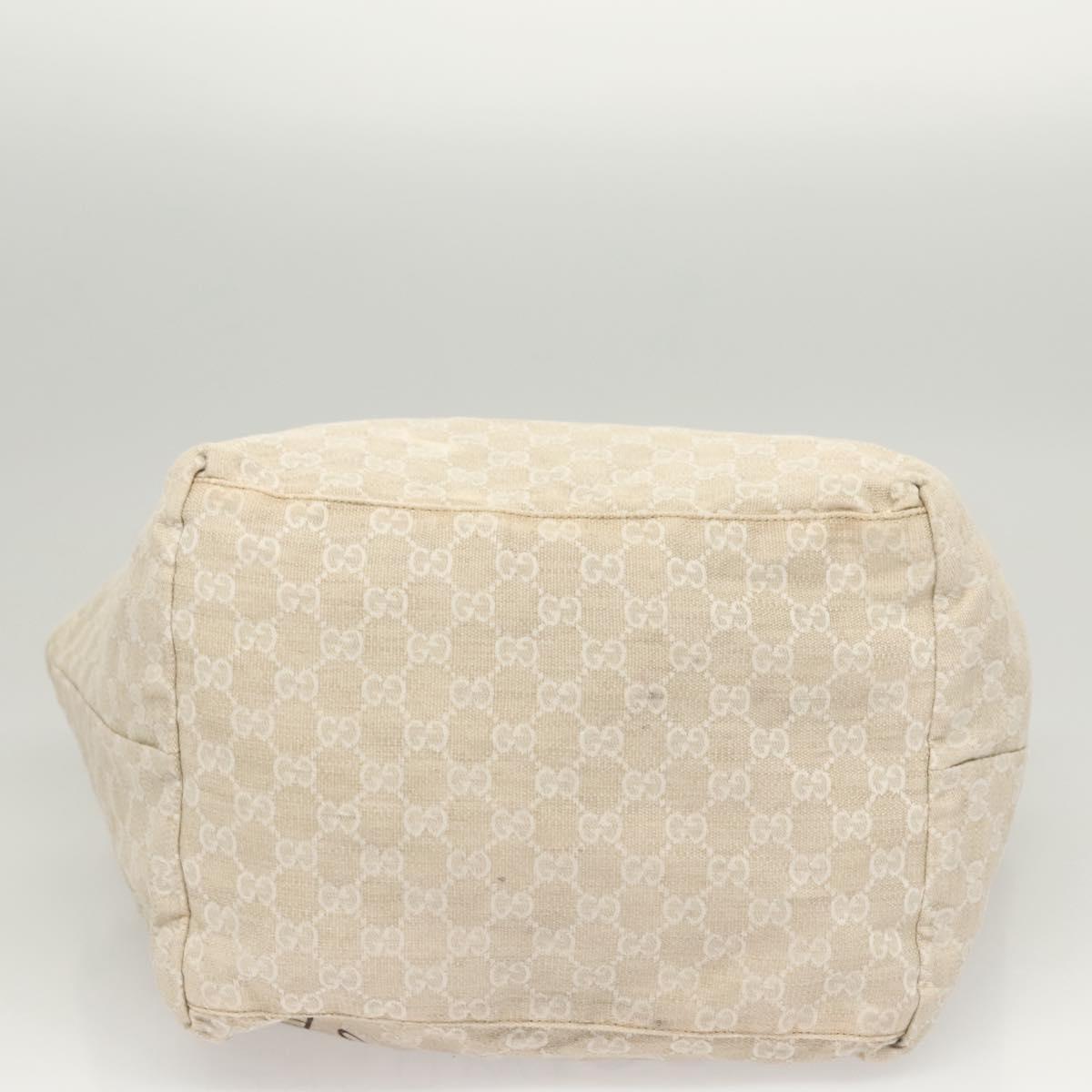 GUCCI GG Canvas Tote Bag Beige Silver 283416 Auth bs25999