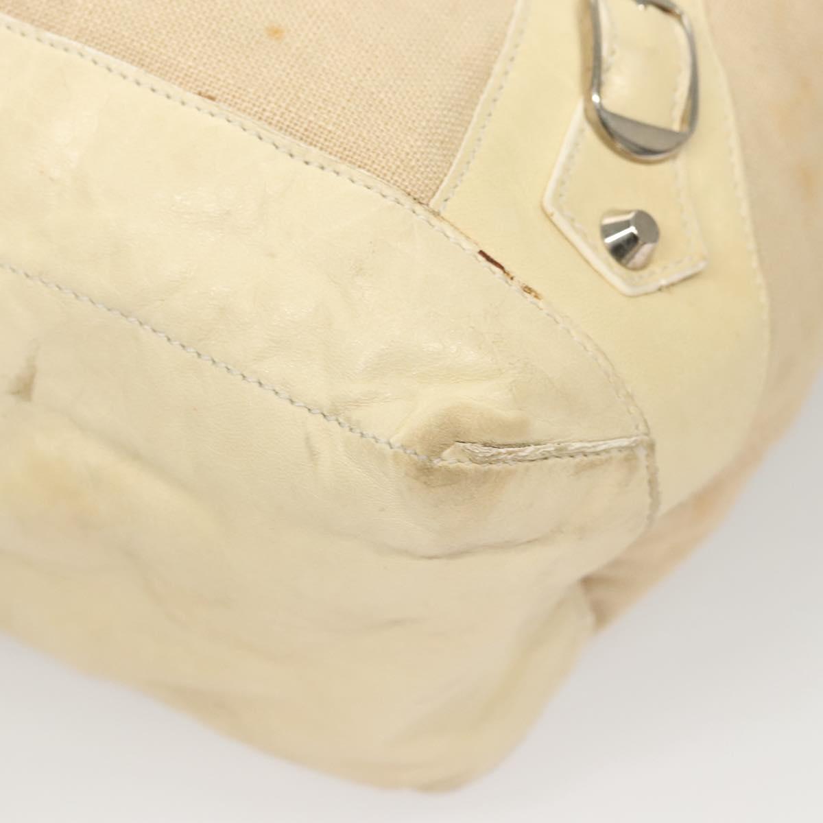 BALENCIAGA The Day Shoulder Bag Canvas Beige Silver 141175 Auth bs26003