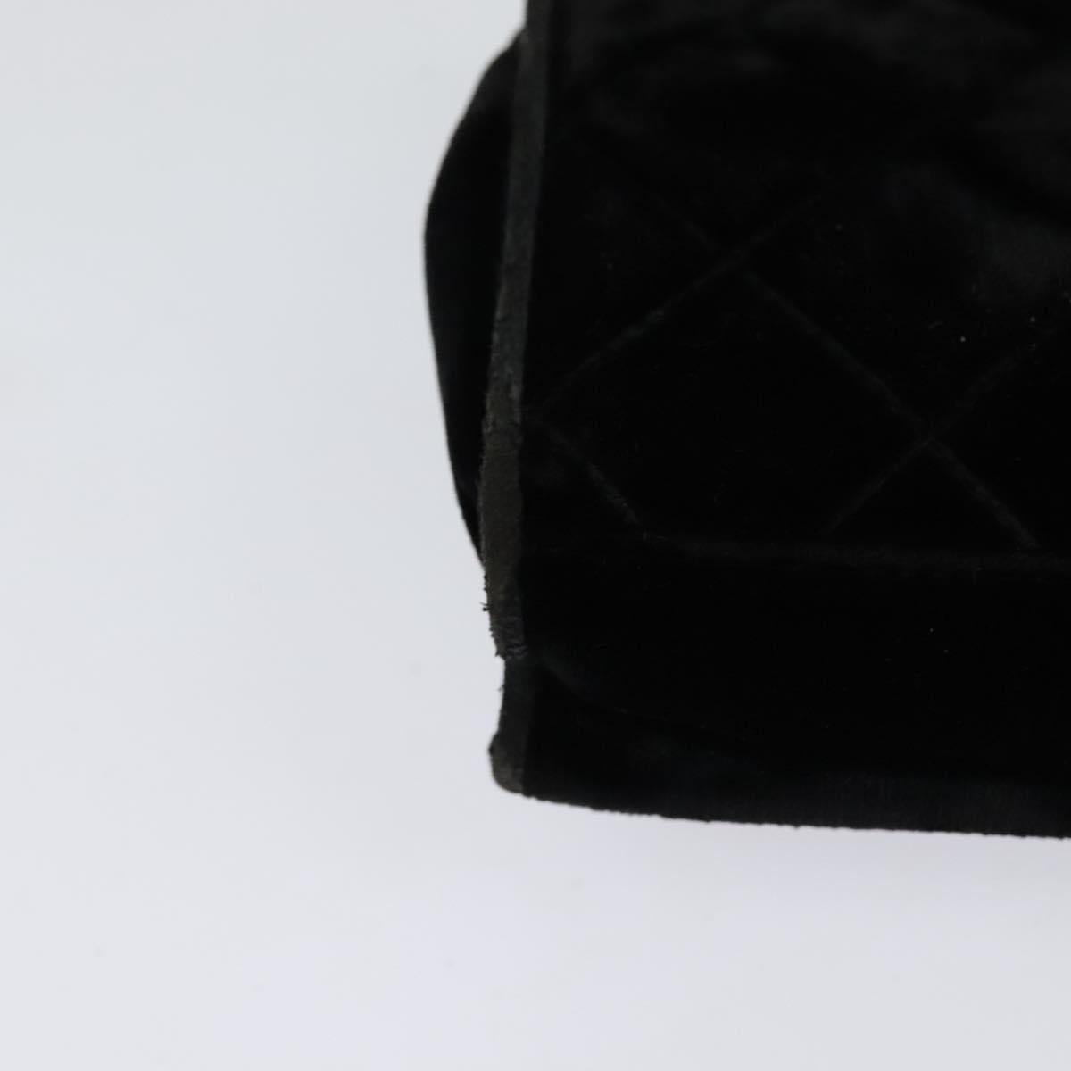 CHANEL Matelasse Camellia Chain Shoulder Bag Velor Black Gold CC Auth bs26015