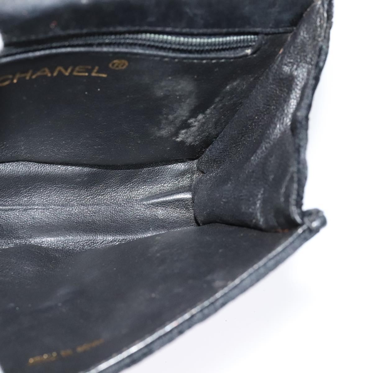 CHANEL Matelasse Camellia Chain Shoulder Bag Velor Black Gold CC Auth bs26015