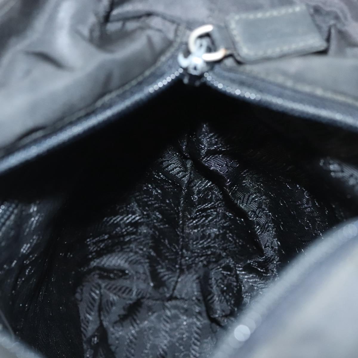 PRADA Shoulder Bag Nylon Black Silver Auth bs26020