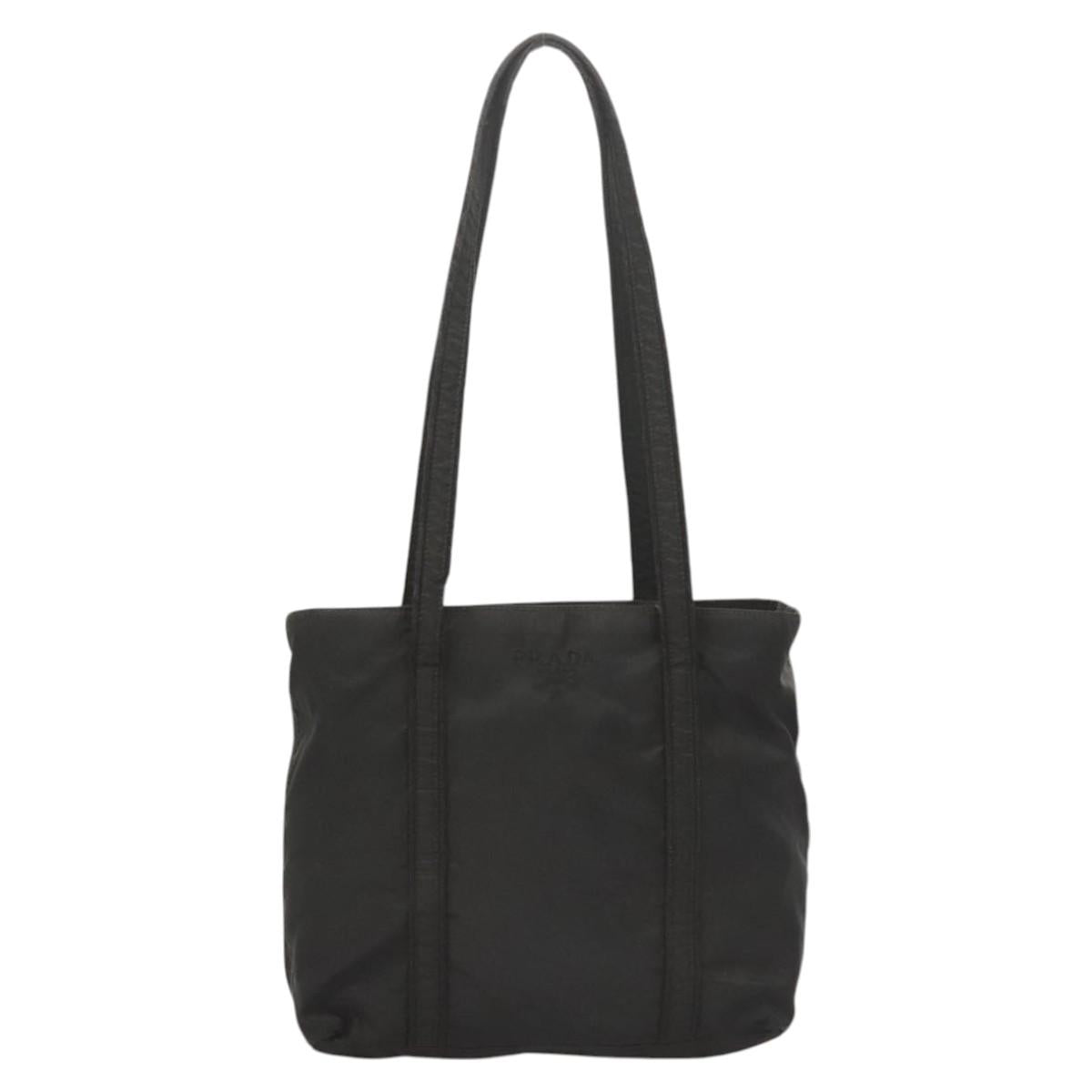 PRADA Shoulder Bag Nylon Black Silver Auth bs26020