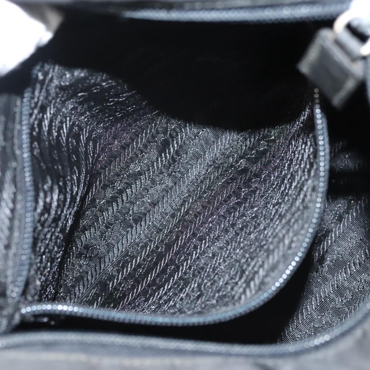 PRADA Shoulder Bag Nylon Black Silver Auth bs26020