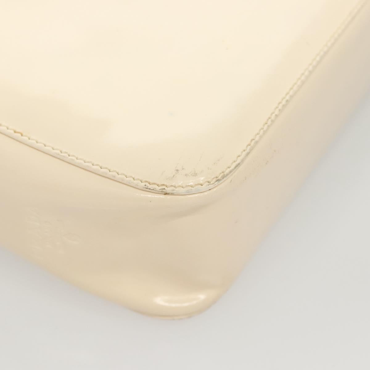 PRADA Shoulder Bag Enamel White Silver Auth bs26021