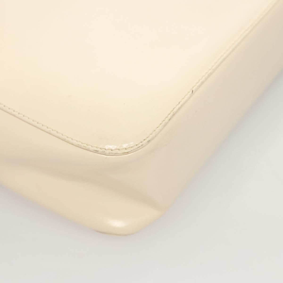 PRADA Shoulder Bag Enamel White Silver Auth bs26021