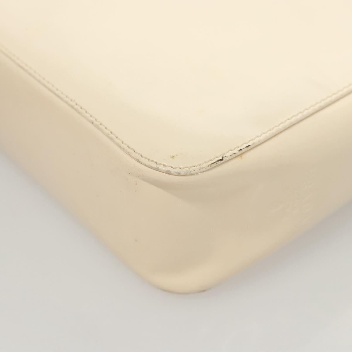 PRADA Shoulder Bag Enamel White Silver Auth bs26021