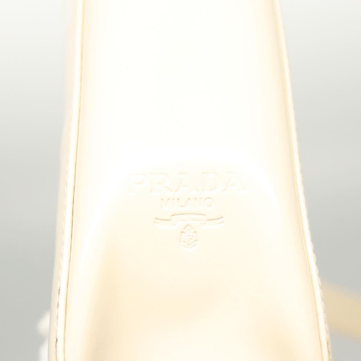 PRADA Shoulder Bag Enamel White Silver Auth bs26021