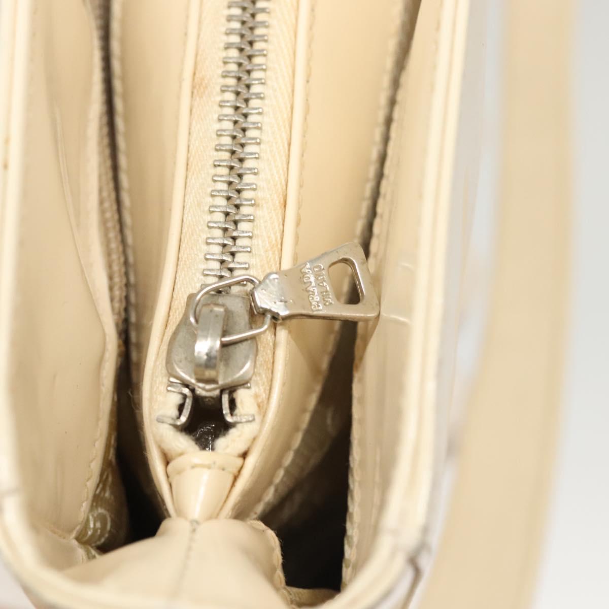 PRADA Shoulder Bag Enamel White Silver Auth bs26021