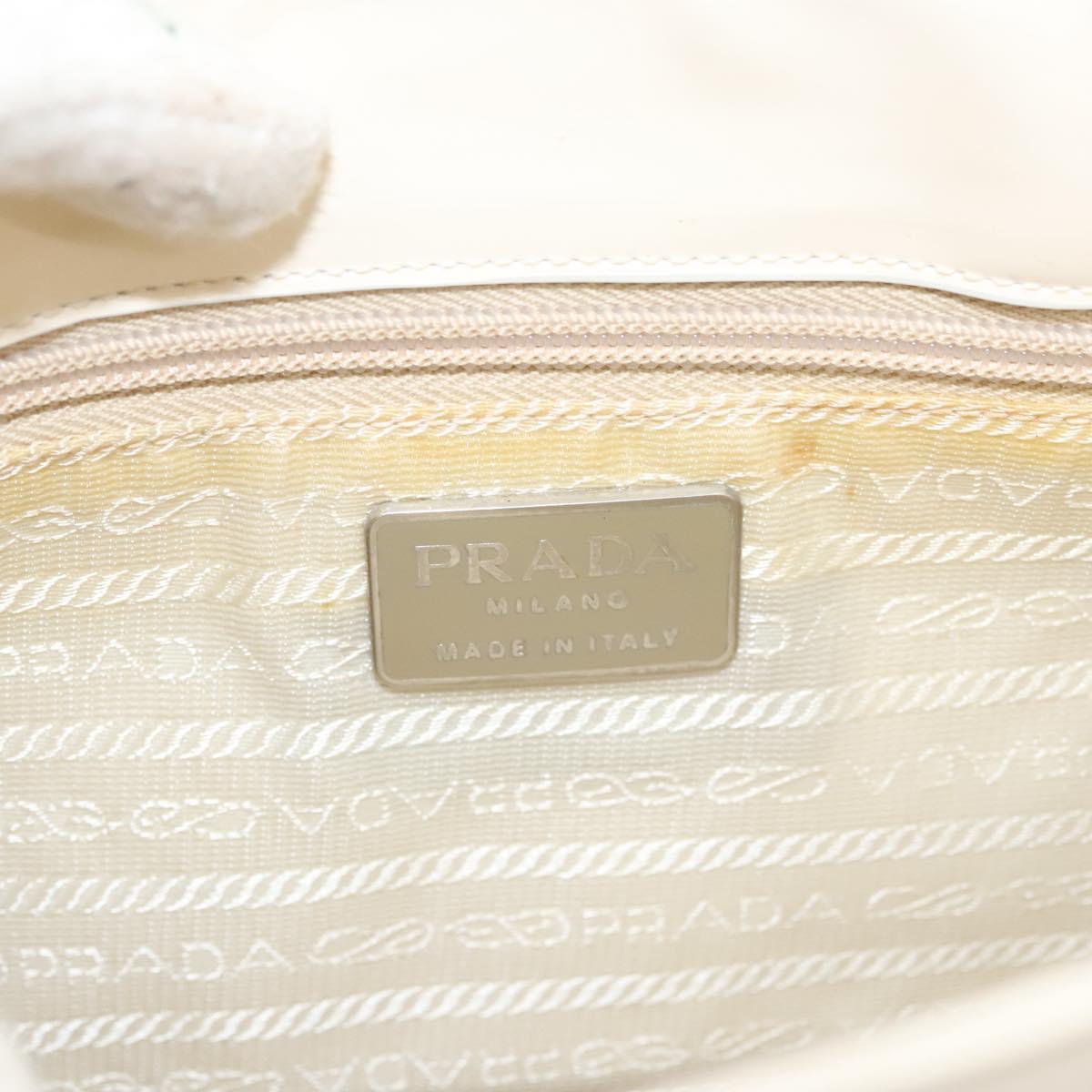 PRADA Shoulder Bag Enamel White Silver Auth bs26021