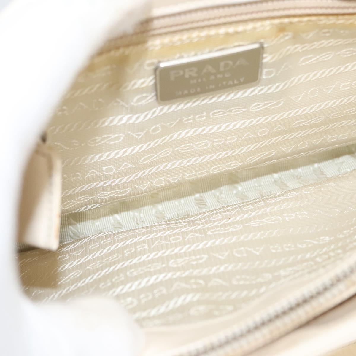 PRADA Shoulder Bag Enamel White Silver Auth bs26021