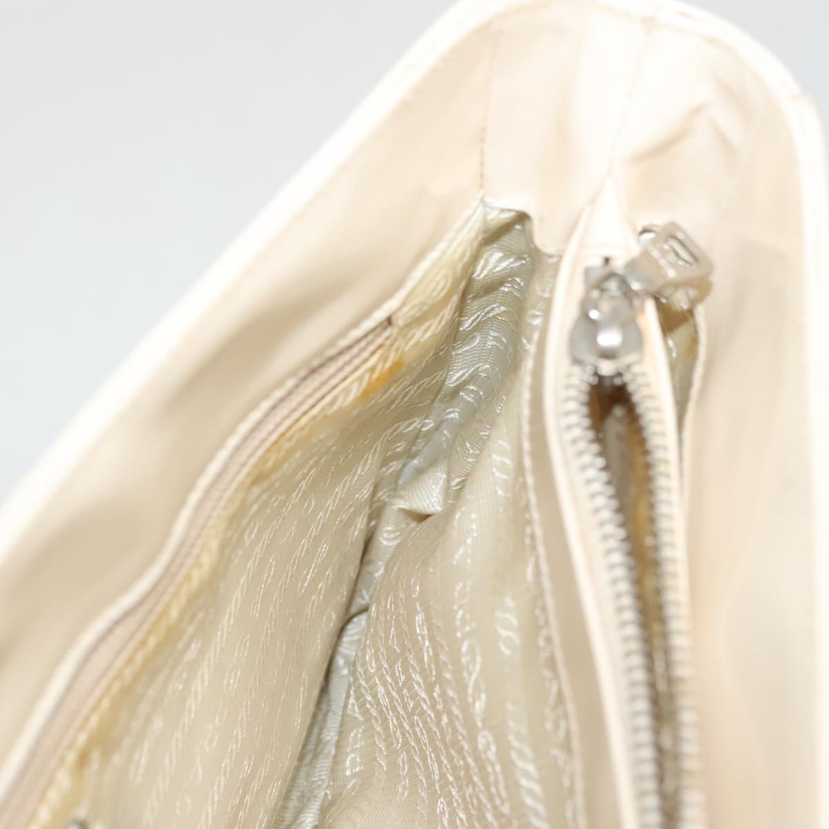PRADA Shoulder Bag Enamel White Silver Auth bs26021