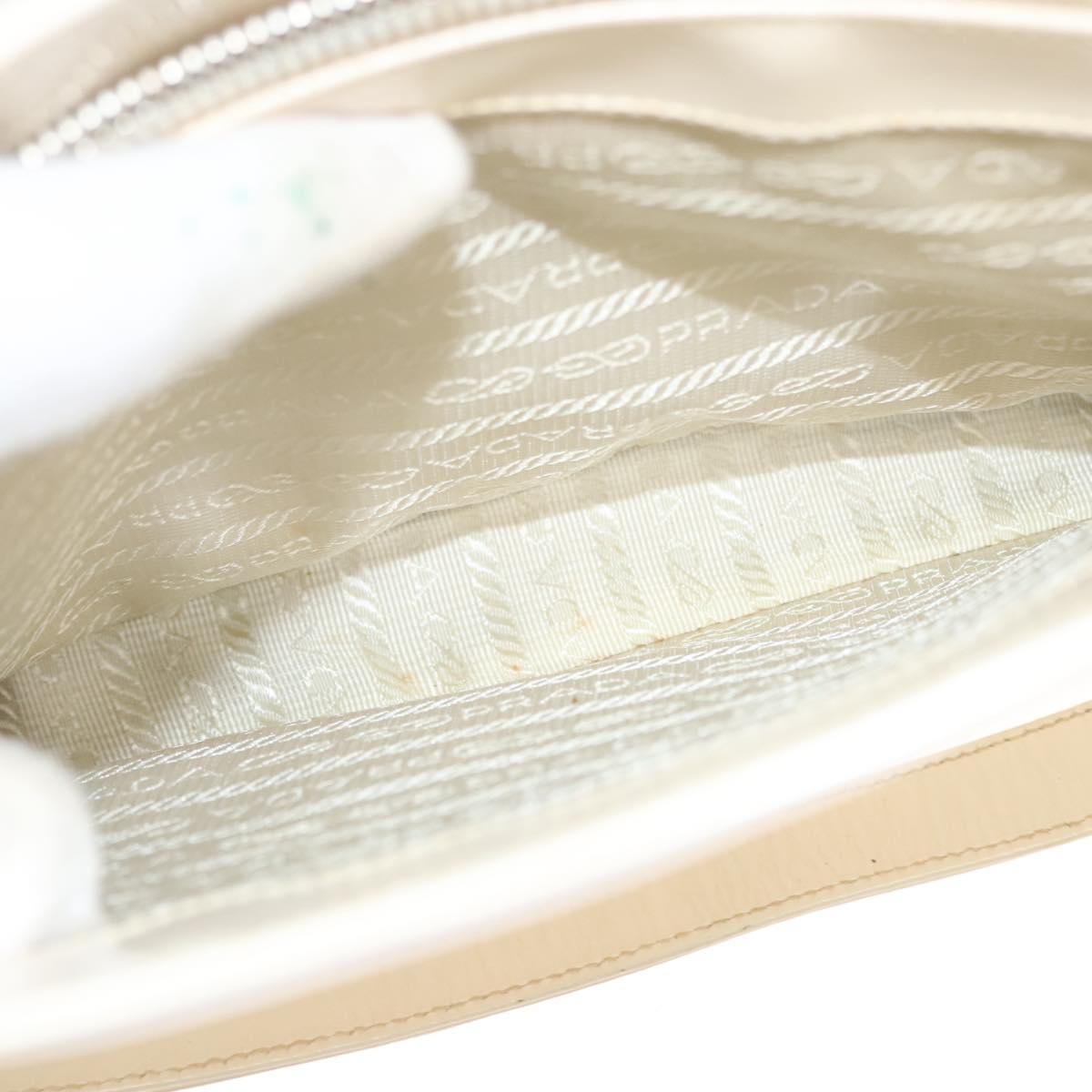 PRADA Shoulder Bag Enamel White Silver Auth bs26021