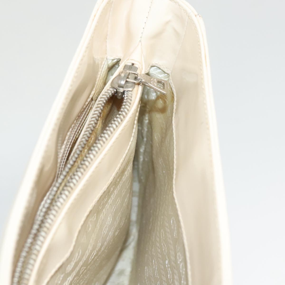 PRADA Shoulder Bag Enamel White Silver Auth bs26021