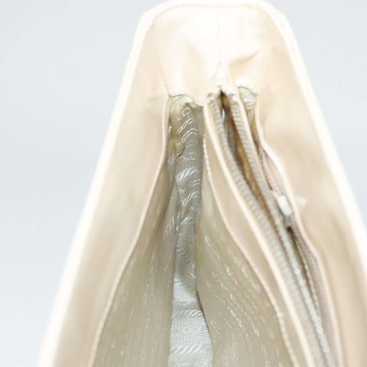 PRADA Shoulder Bag Enamel White Silver Auth bs26021