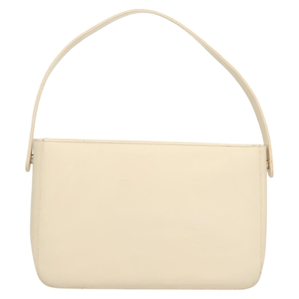 PRADA Shoulder Bag Enamel White Silver Auth bs26021