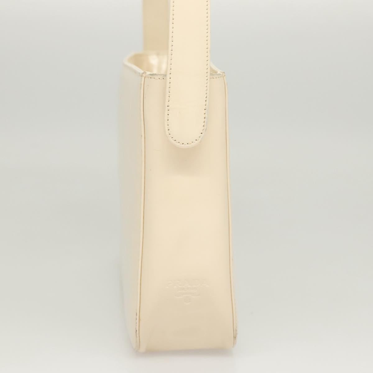 PRADA Shoulder Bag Enamel White Silver Auth bs26021