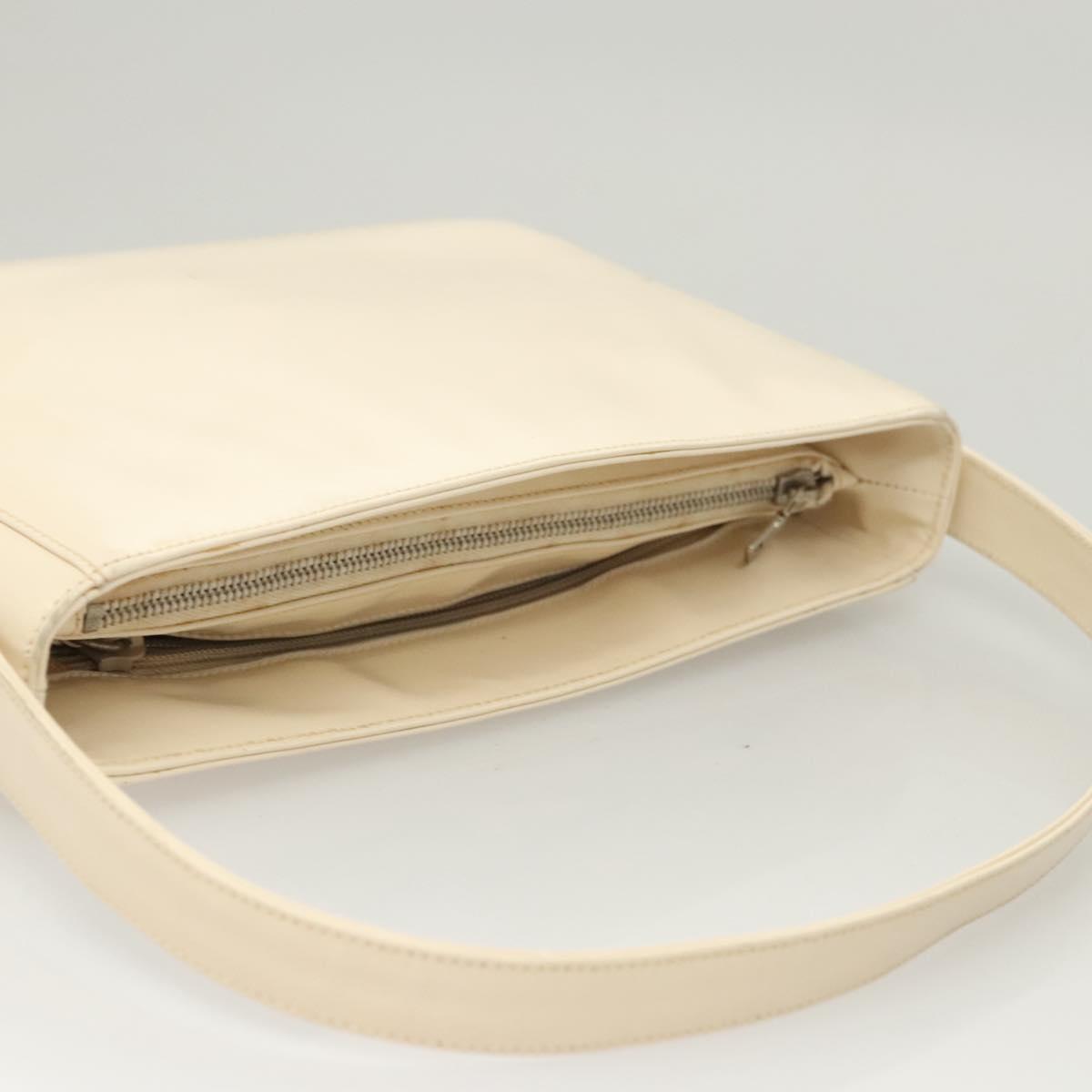 PRADA Shoulder Bag Enamel White Silver Auth bs26021