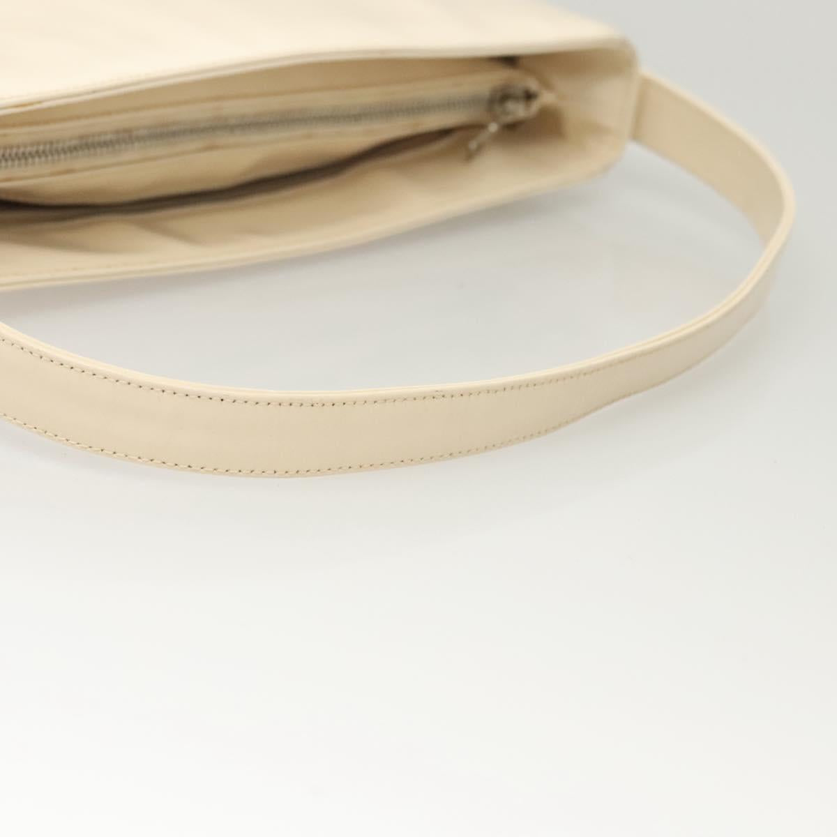 PRADA Shoulder Bag Enamel White Silver Auth bs26021