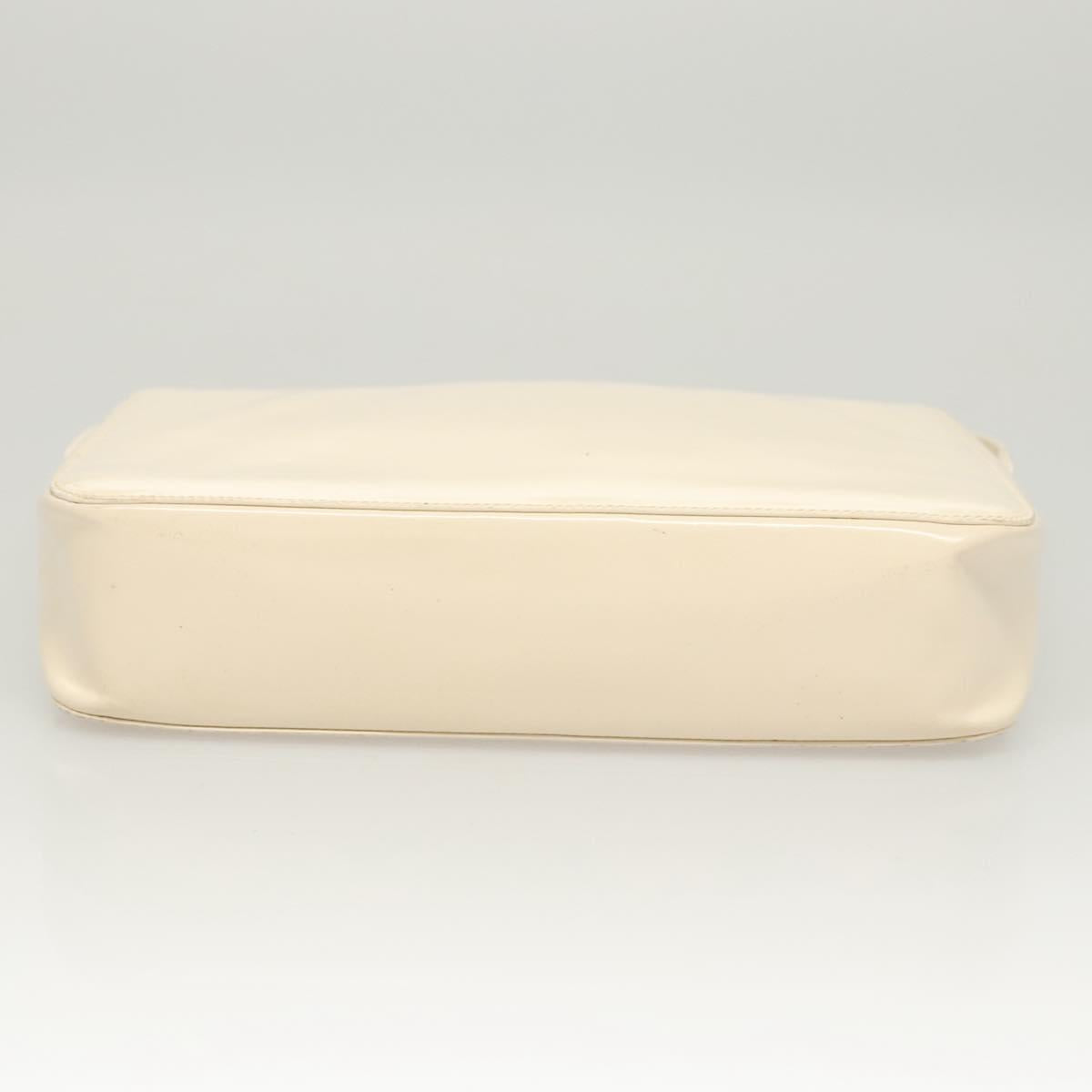 PRADA Shoulder Bag Enamel White Silver Auth bs26021