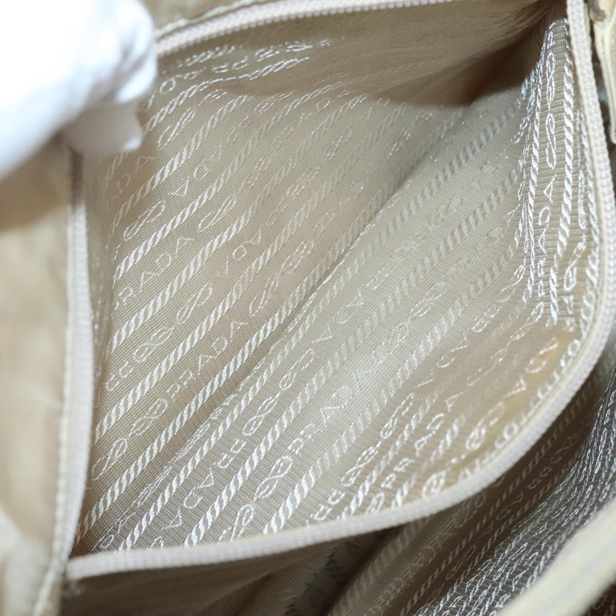 PRADA Chain Shoulder Bag Nylon Beige Silver Auth bs26049