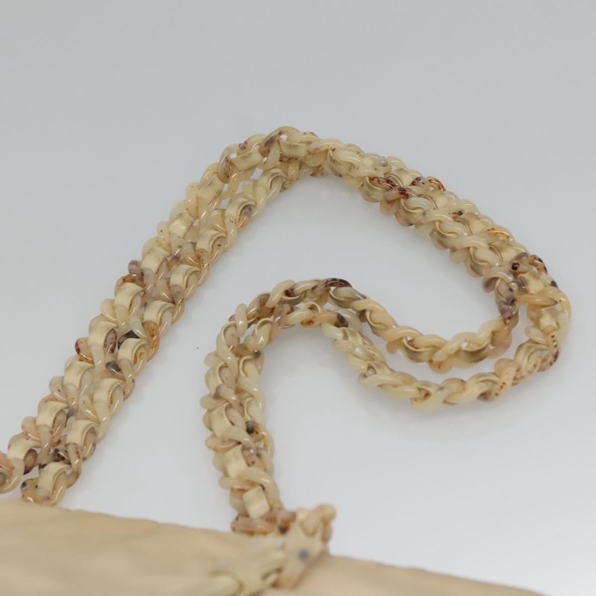 PRADA Chain Shoulder Bag Nylon Beige Silver Auth bs26049