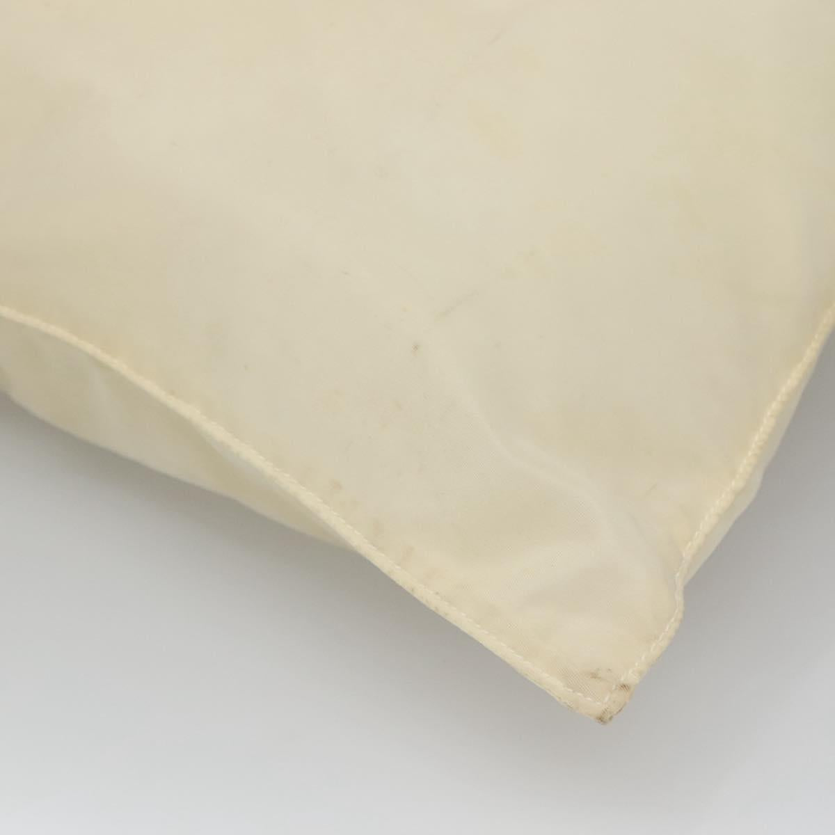 PRADA Tote Bag Nylon Cream Silver Auth bs26062