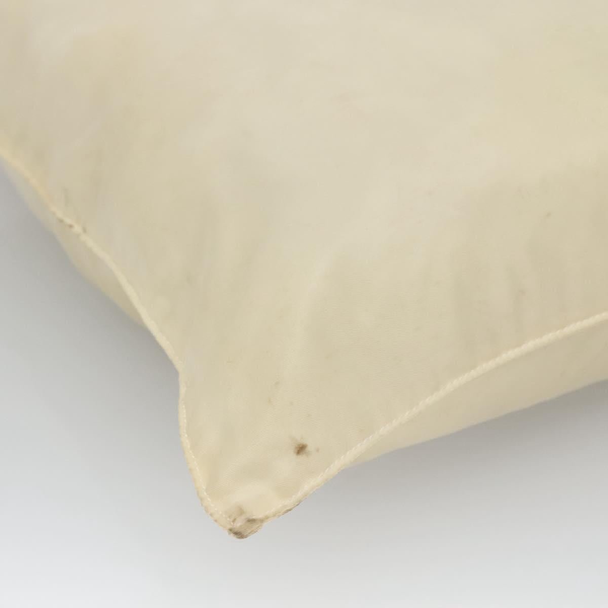 PRADA Tote Bag Nylon Cream Silver Auth bs26062